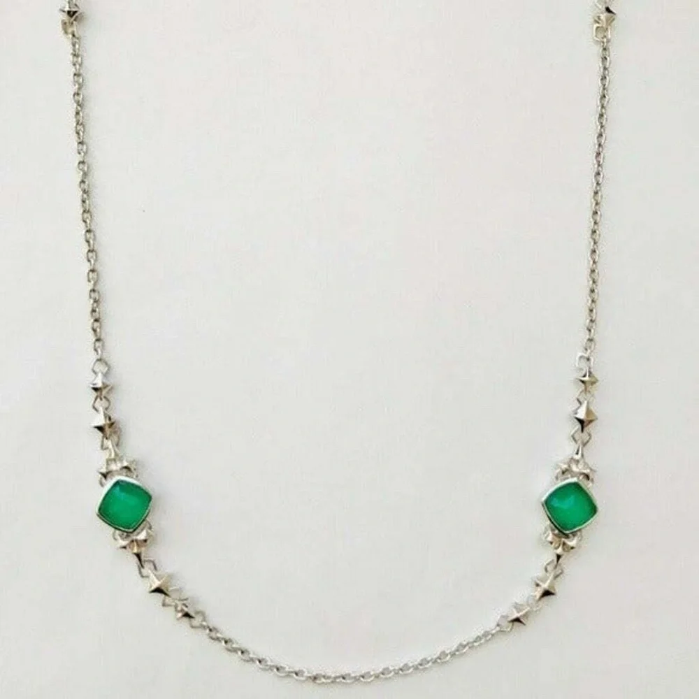 Stephen Webster Sterling Silver Chrysoprase Station Necklace - Picture 2 of 7